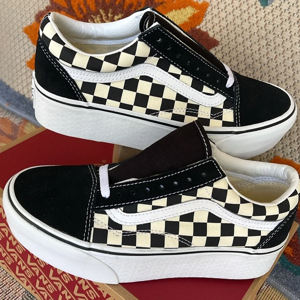 Vans WMNS Old Skool Stacked Checkerboard Black/Classic VN0A7Q5MTYQ Platforms